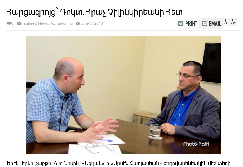 Aztag Daily Hratch Tchilingirian